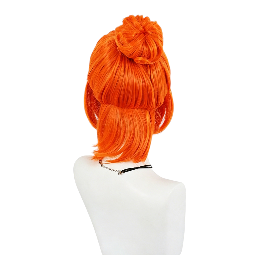 White Smoke Lucy Wilde Cosplay Wig - Despicable Me (Orange Bun with Bangs) (FEVERCOS)