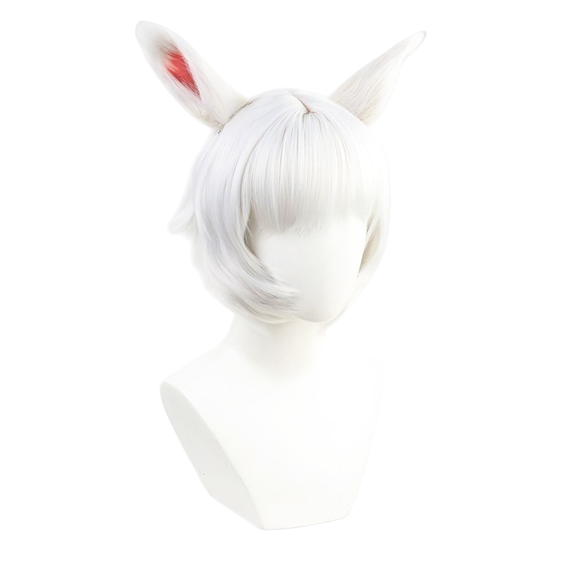 White Smoke Y'shtola Cosplay Wig - Final Fantasy XIV (White Short with Ears) (FEVERCOS)