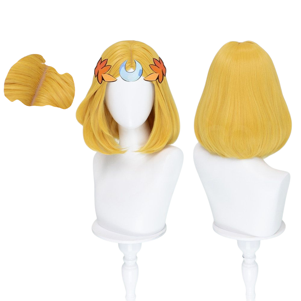 White Smoke Melinoë Cosplay Wig - Hades II (35cm Blonde/Green Bob Scalp) (FEVERCOS)