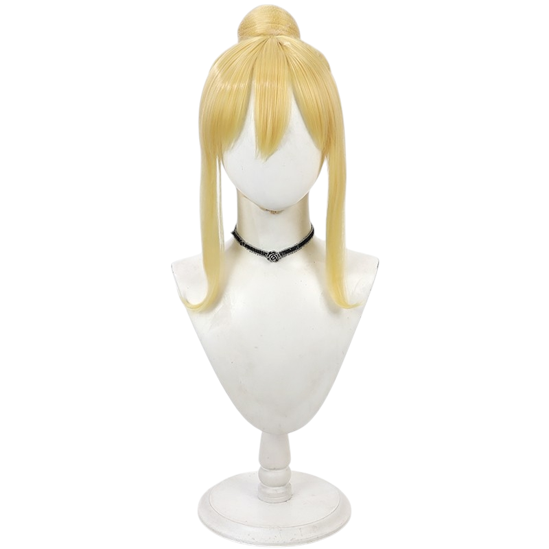White Smoke Lucy Heartfilia (Updo Ver.) Cosplay Wig - Fairy Tail (Blonde Bun with Long Sideburns) (FEVERCOS)