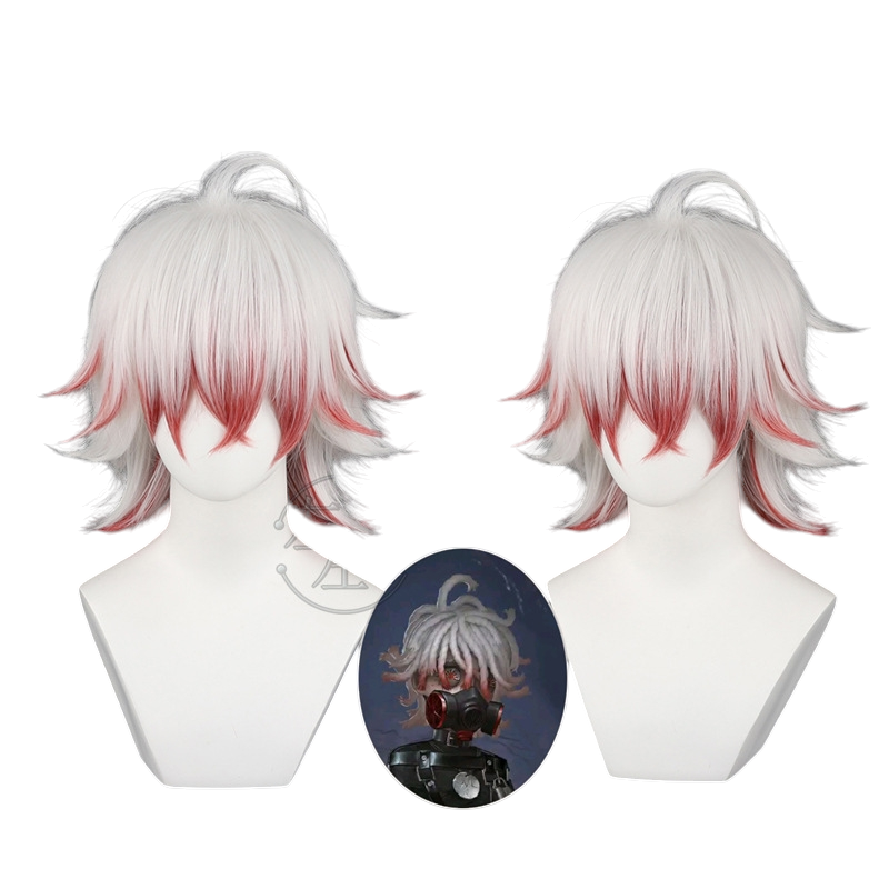 White Smoke Emil / Patient (Rare Case COA) Cosplay Wig - Identity V (White Layered Red) (FEVERCOS)