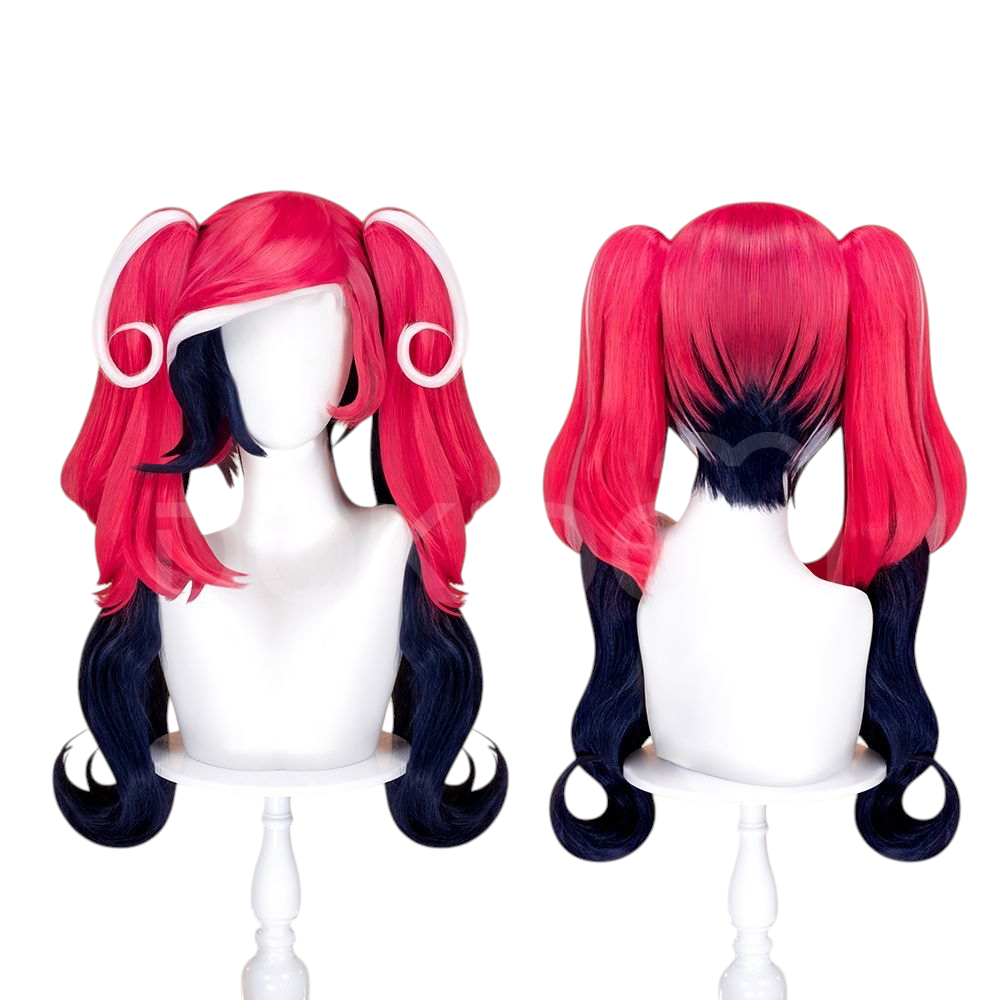 White Smoke Velvette (Twin Tails Ver.) Cosplay Wig - Hazbin Hotel (Micro-Crimped Detachable Tails) (FEVERCOS)