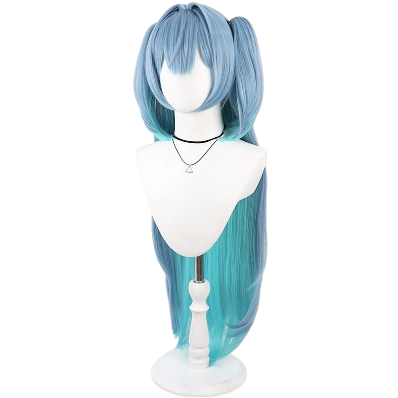 White Smoke Shifty Cosplay Wig - Goddess of Victory (Green Detachable Twin Tails) (FEVERCOS)
