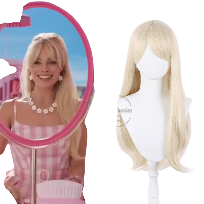 White Smoke Barbie Cosplay Wig - Barbie The Movie (Light Blonde Long Loose) (FEVERCOS)
