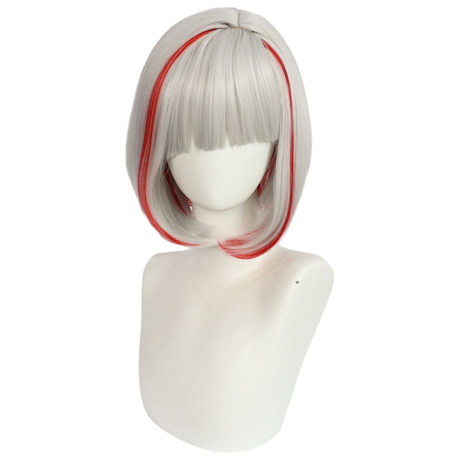 Light Gray Tsuzuri Yugiri Cosplay Wig - Love Live! Hasunosora (Ash Grey/Red Highlights) (FEVERCOS)