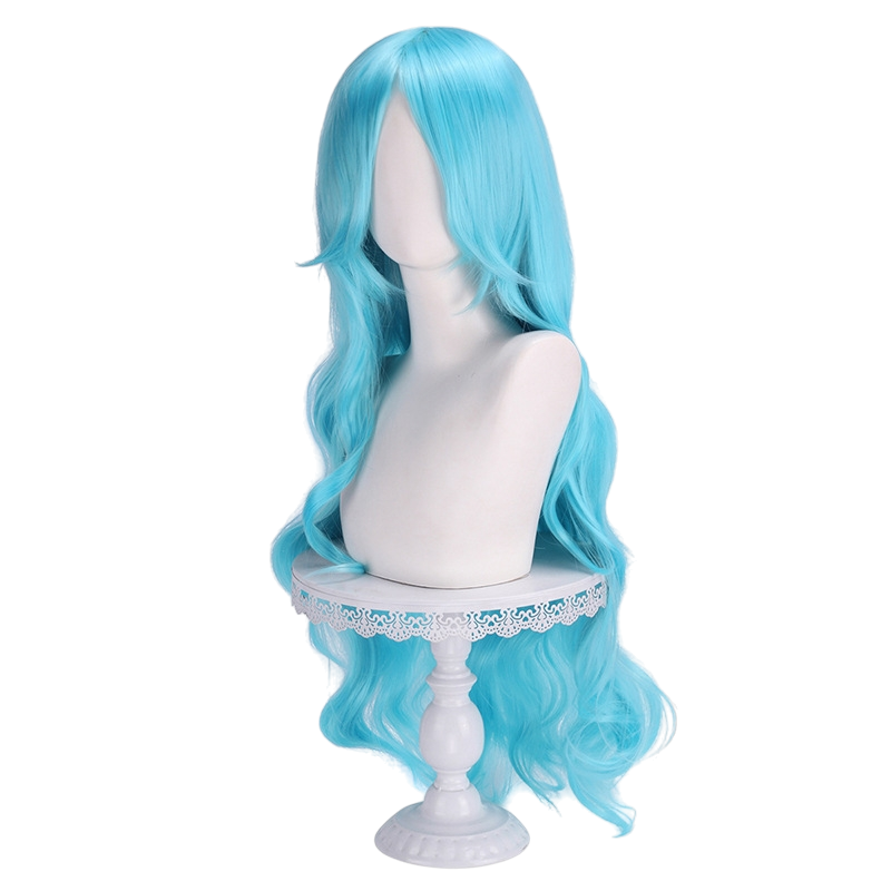 White Smoke Nefertari Vivi Cosplay Wig - One Piece (Light Blue Wavy) (FEVERCOS)