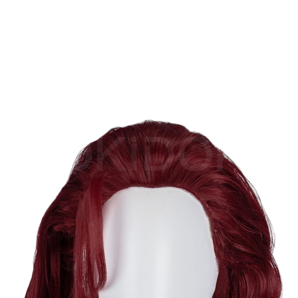 White Smoke Scarlet Witch Cosplay Wig - Marvel Rivals (80cm Burgundy Curly Teased) (FEVERCOS)