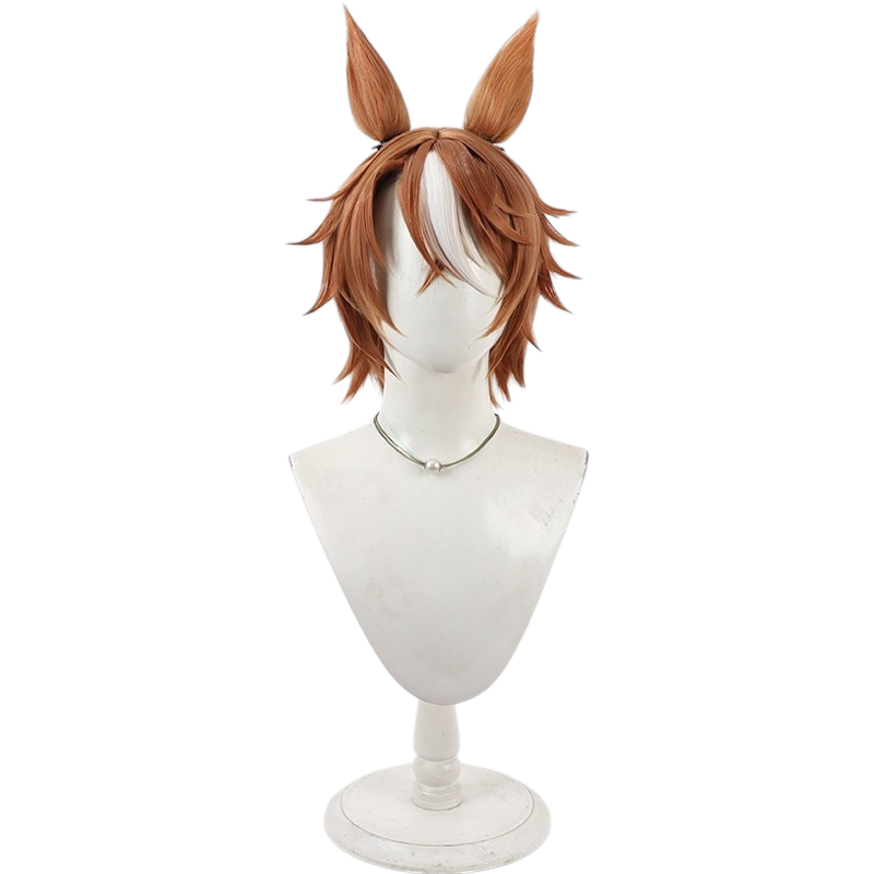White Smoke Dictus Striker Cosplay Wig - Uma Musume (Reddish Brown with Ears) (FEVERCOS)