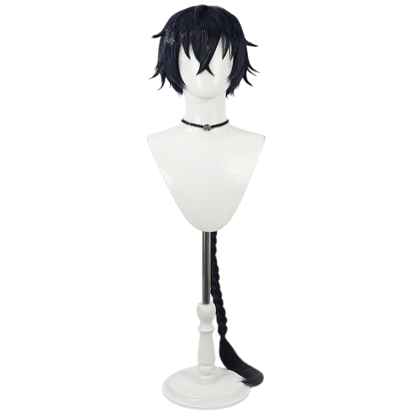 White Smoke Azure Cosplay Wig - Nina the Starry Bride (Dark Blue Teased Ponytail) (FEVERCOS)
