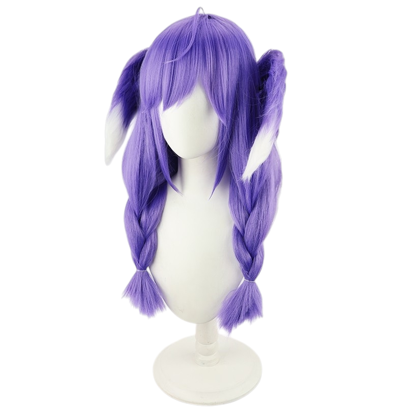 White Smoke Selen Tatsuki Cosplay Wig - Nijisanji EN (Twin Braids Ear Wings) (FEVERCOS)