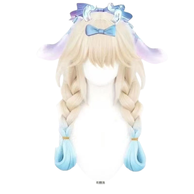 White Smoke Yao (Cinnamoroll Collab) Cosplay Wig - Honor of Kings (Blue Twin Braids) (FEVERCOS)