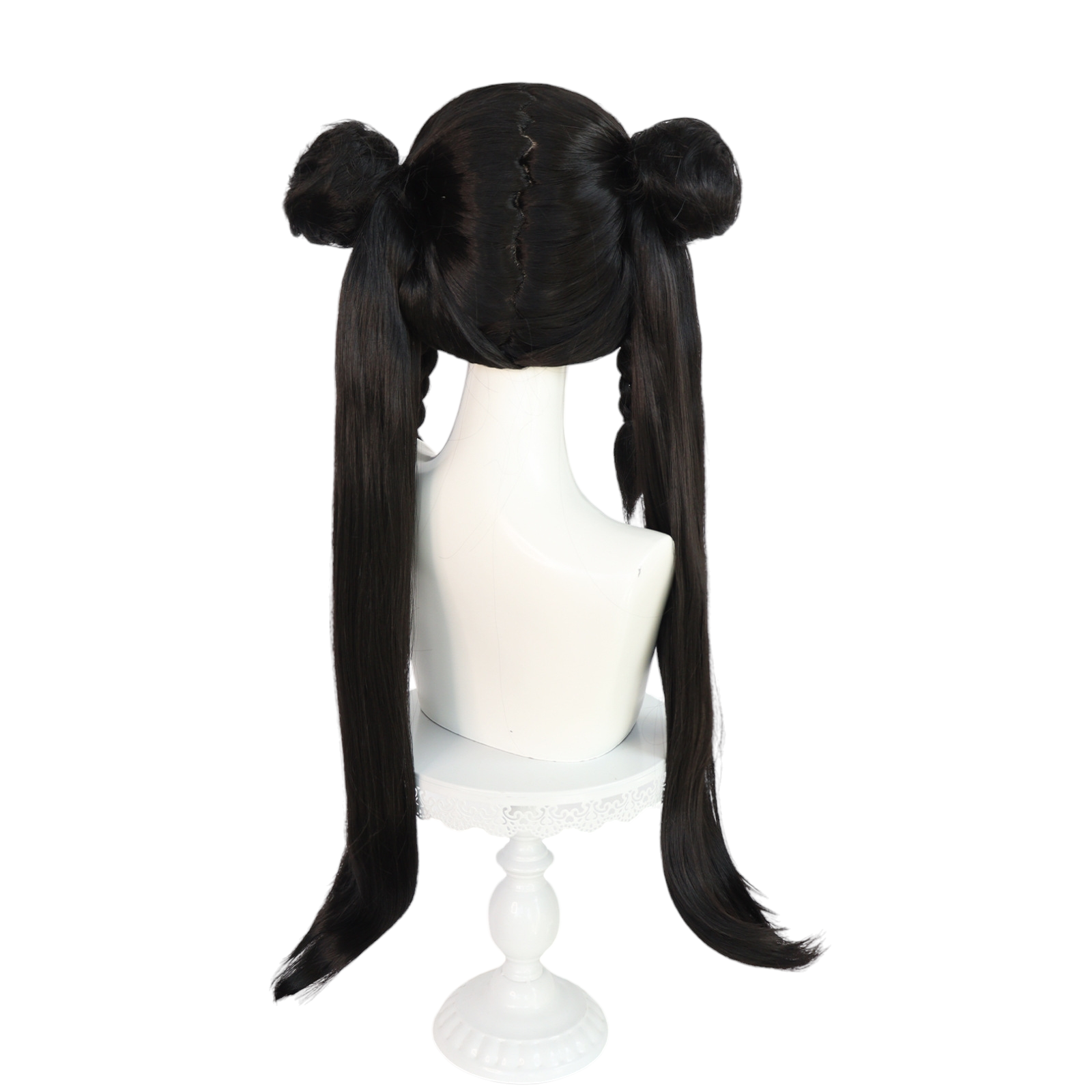 White Smoke Chun-Li (Classic) Cosplay Wig - Street Fighter (Brown Buns/Ox Horns) (FEVERCOS)