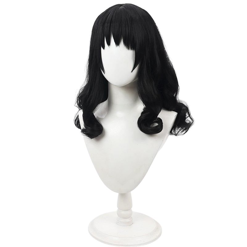 White Smoke Tomie Kawakami Cosplay Wig - Junji Ito Collection (Black Wavy) (FEVERCOS)