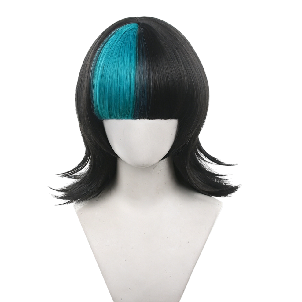 White Smoke Kirara Hoshi Cosplay Wig - Jujutsu Kaisen (Black/Blue Split Flipped) (FEVERCOS)