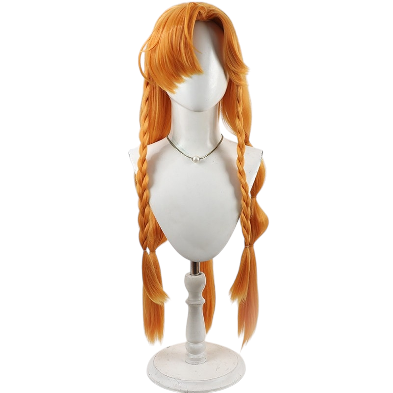 White Smoke Sigrika Cosplay Wig - Wuthering Waves (Orange Crimped Fluffy) (FEVERCOS)