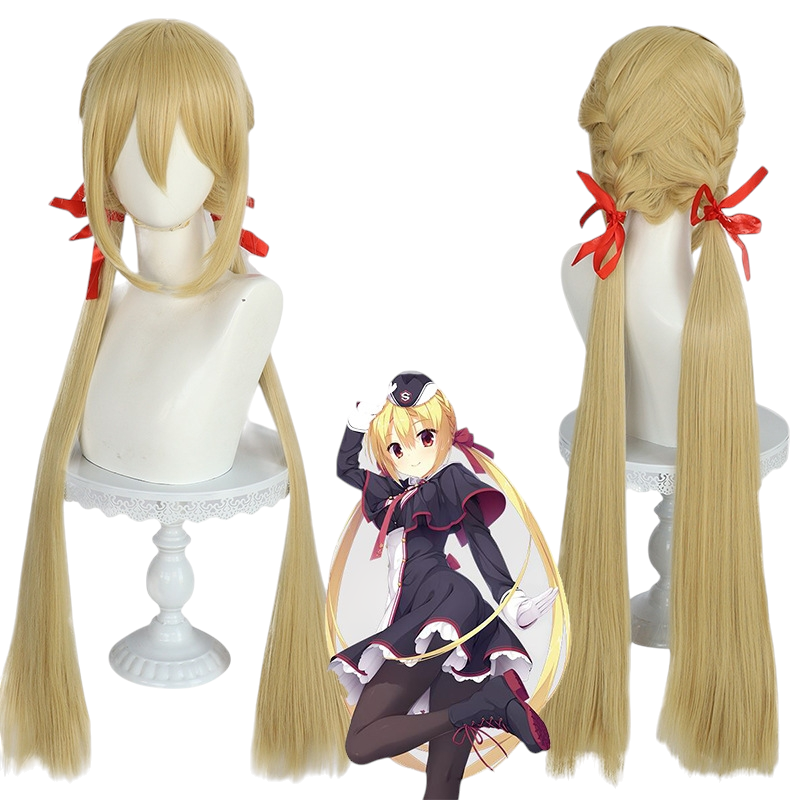 Dark Khaki Nanami Arihara Cosplay Wig - Riddle Joker (Pink Twin Tails) (FEVERCOS)