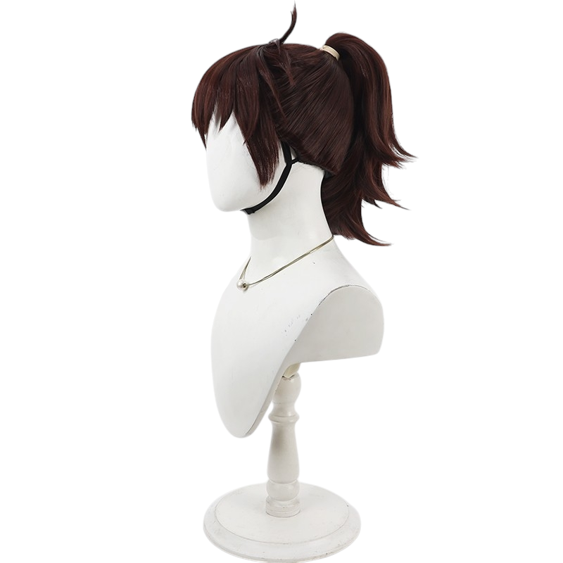 Light Gray Hansuke Doi (Sensei) Cosplay Wig - Nintama Rantaro (Brown Ponytail) (FEVERCOS)