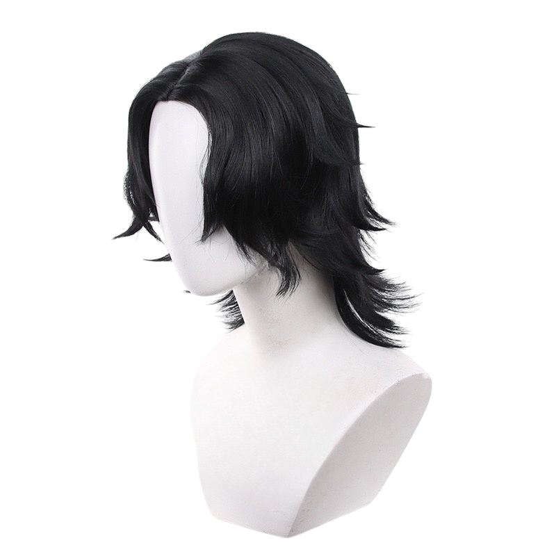 White Smoke Portgas D. Ace Cosplay Wig - One Piece (Black Flipped Middle Part) (FEVERCOS)