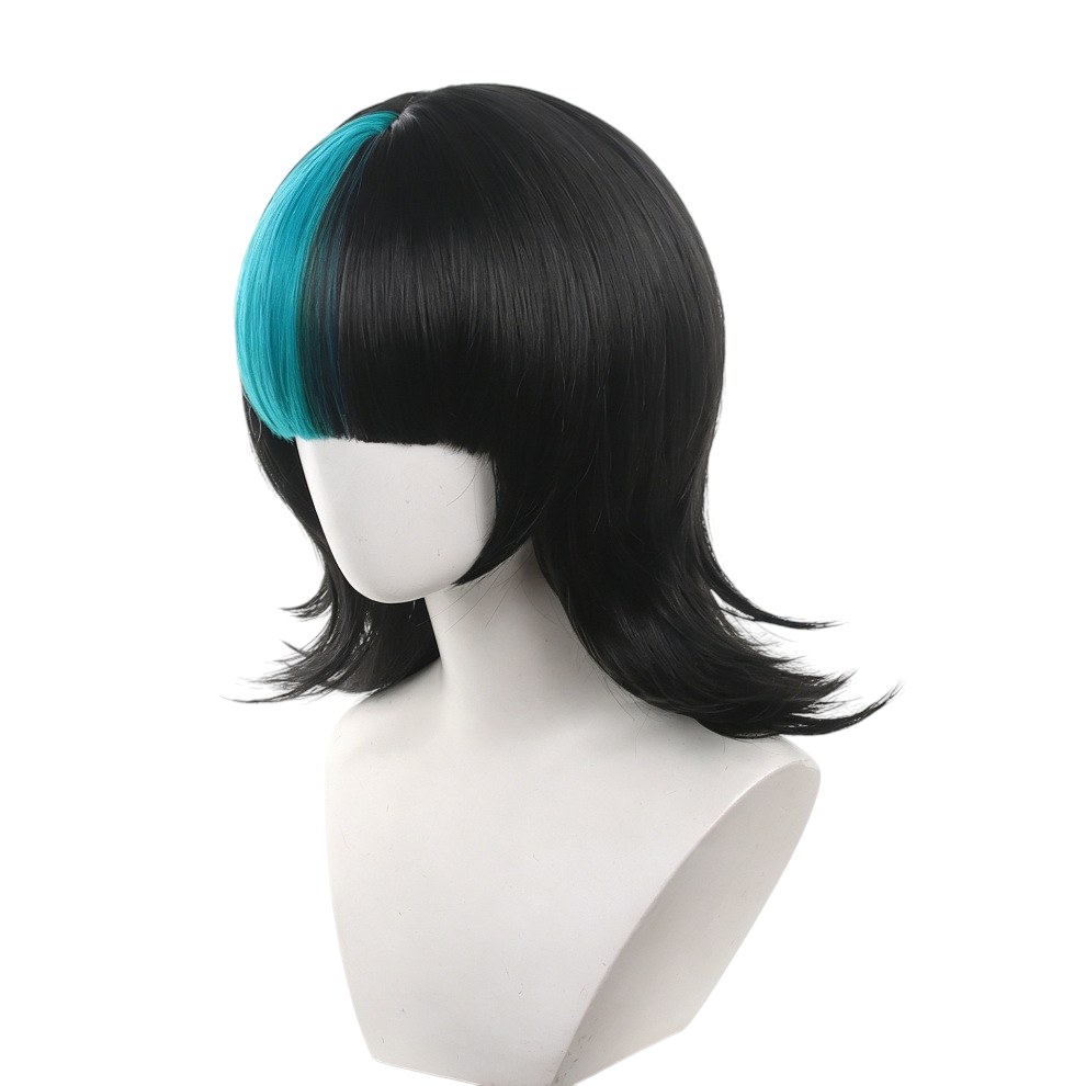 White Smoke Kirara Hoshi Cosplay Wig - Jujutsu Kaisen (Black/Blue Split Flipped) (FEVERCOS)