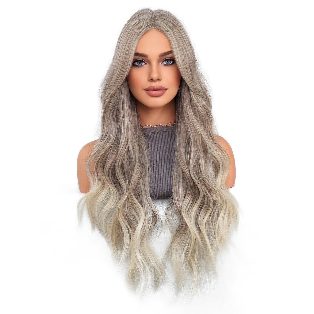 White Smoke Milk Tea Brown Wavy Lace Wig - Elite Lace Fronts (T-Part Curtain Bangs) (FEVERCOS)