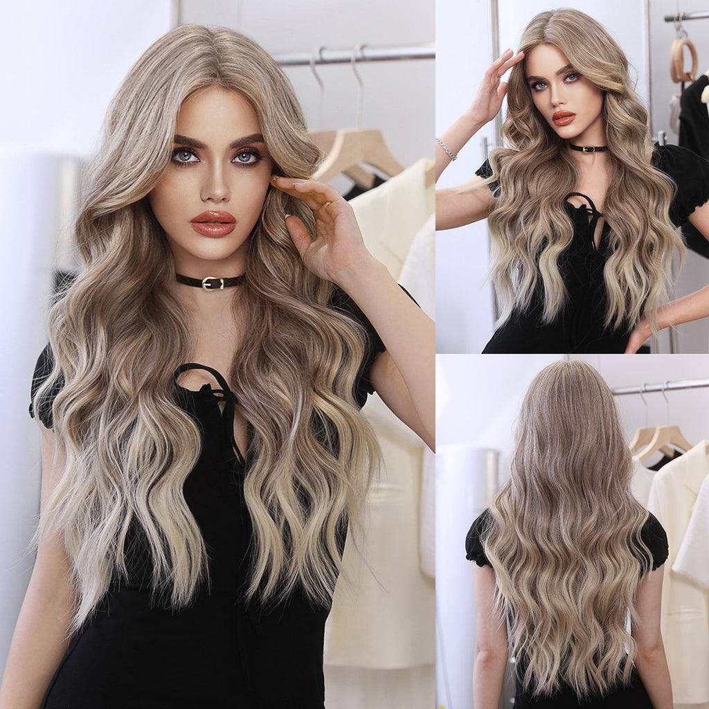Black Milk Tea Brown Wavy Lace Wig - Elite Lace Fronts (T-Part Curtain Bangs) (FEVERCOS)