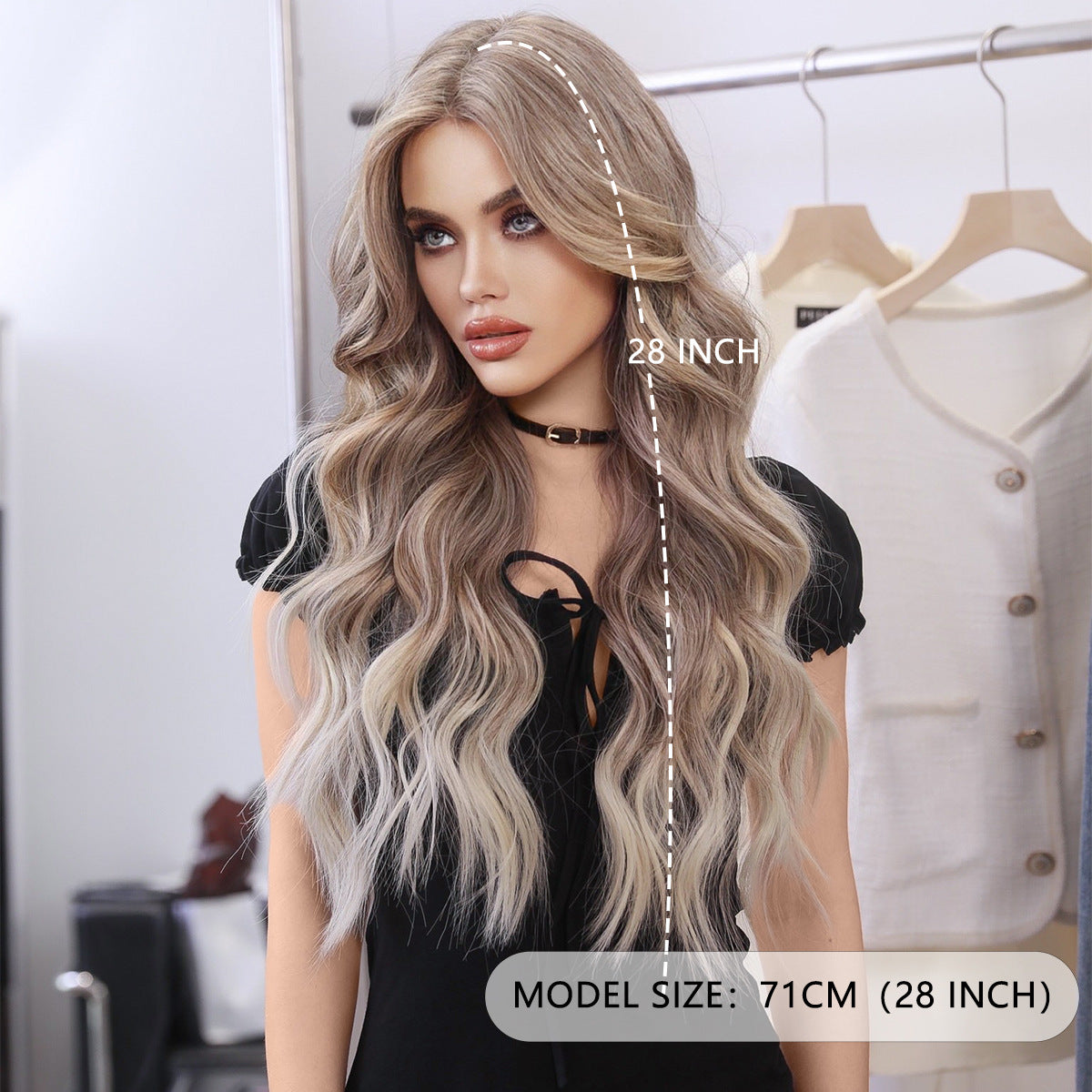 Lavender Milk Tea Brown Wavy Lace Wig - Elite Lace Fronts (T-Part Curtain Bangs) (FEVERCOS)