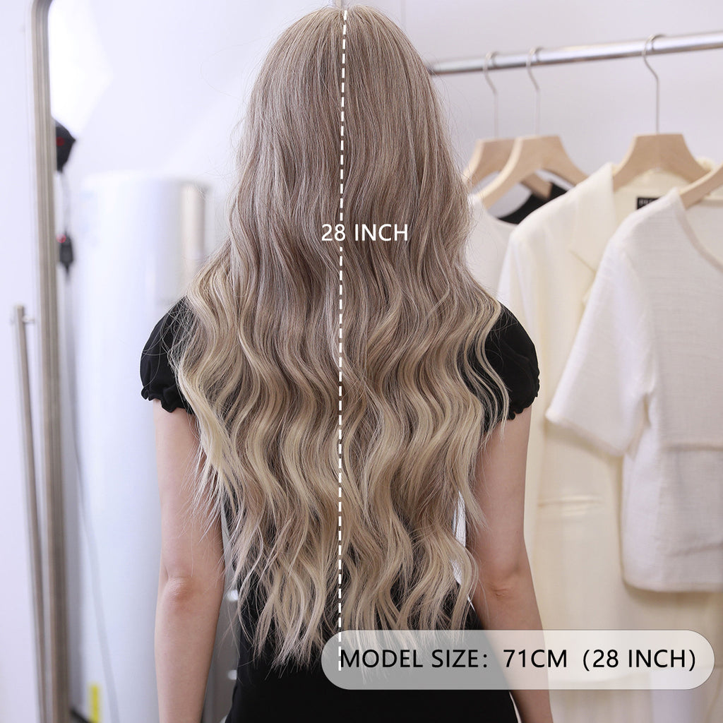 Lavender Milk Tea Brown Wavy Lace Wig - Elite Lace Fronts (T-Part Curtain Bangs) (FEVERCOS)