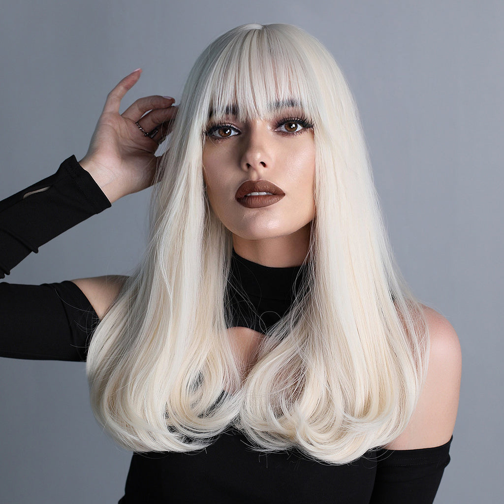Dark Gray Platinum Blonde Wool Curl Wig - Holiday Collection (Super Long Waves) (FEVERCOS)