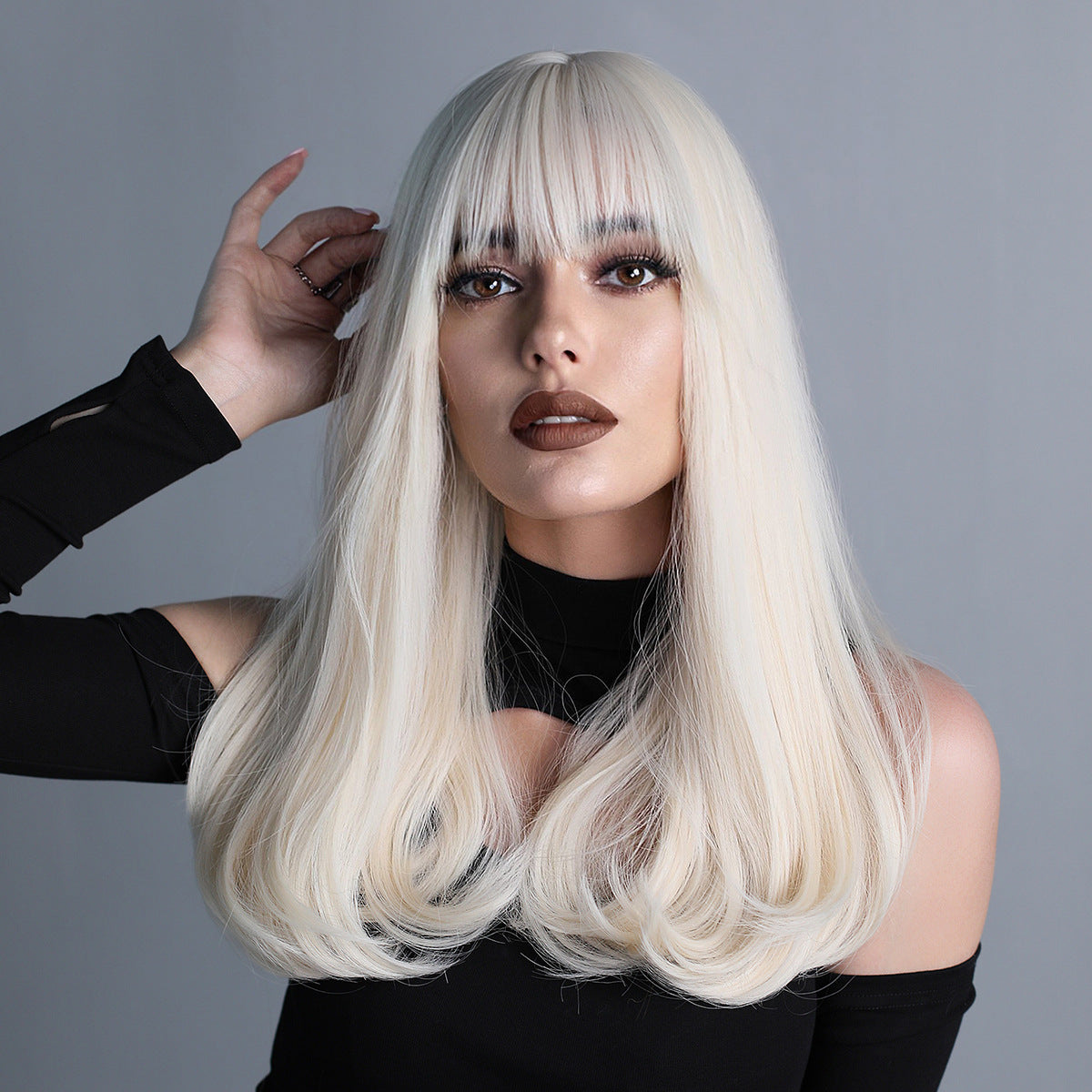 Dark Gray Platinum Blonde Wool Curl Wig - Holiday Collection (Super Long Waves) (FEVERCOS)