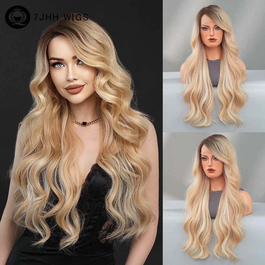 Black Copper Gold Wavy Lace Wig - Elite Lace Fronts (Side Part T-Lace) (FEVERCOS)