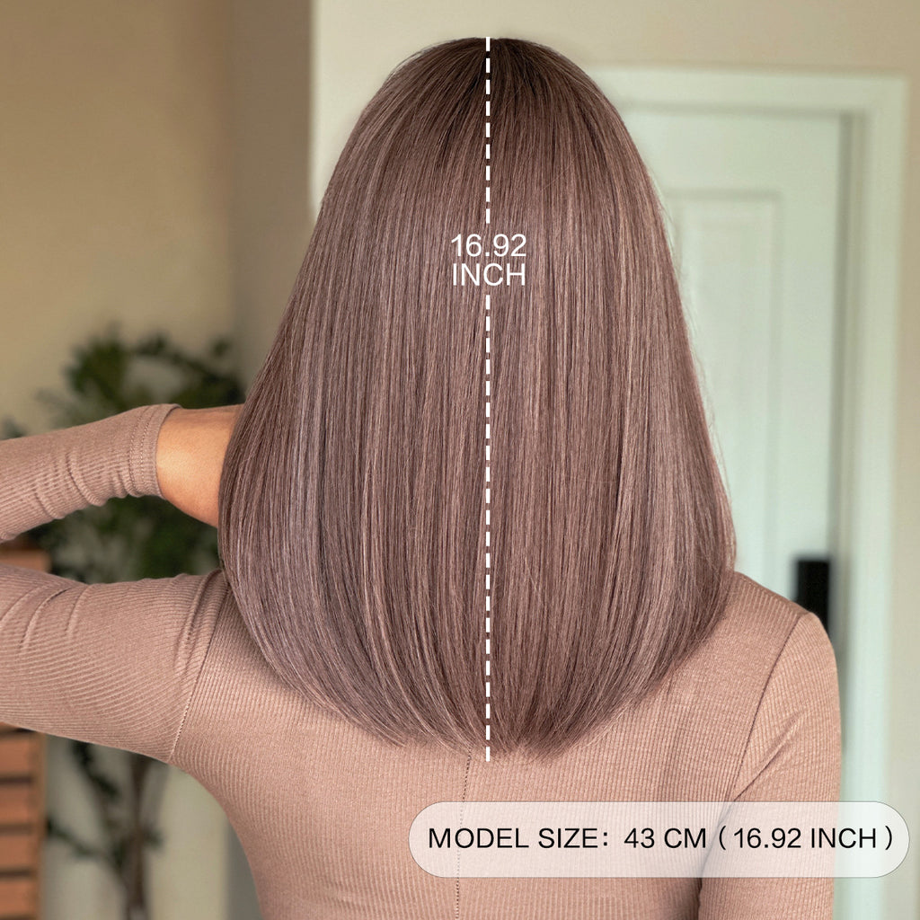 Dim Gray Pink Purple Straight Lob Wig - Subculture Fashion (Collarbone Layers) (FEVERCOS)