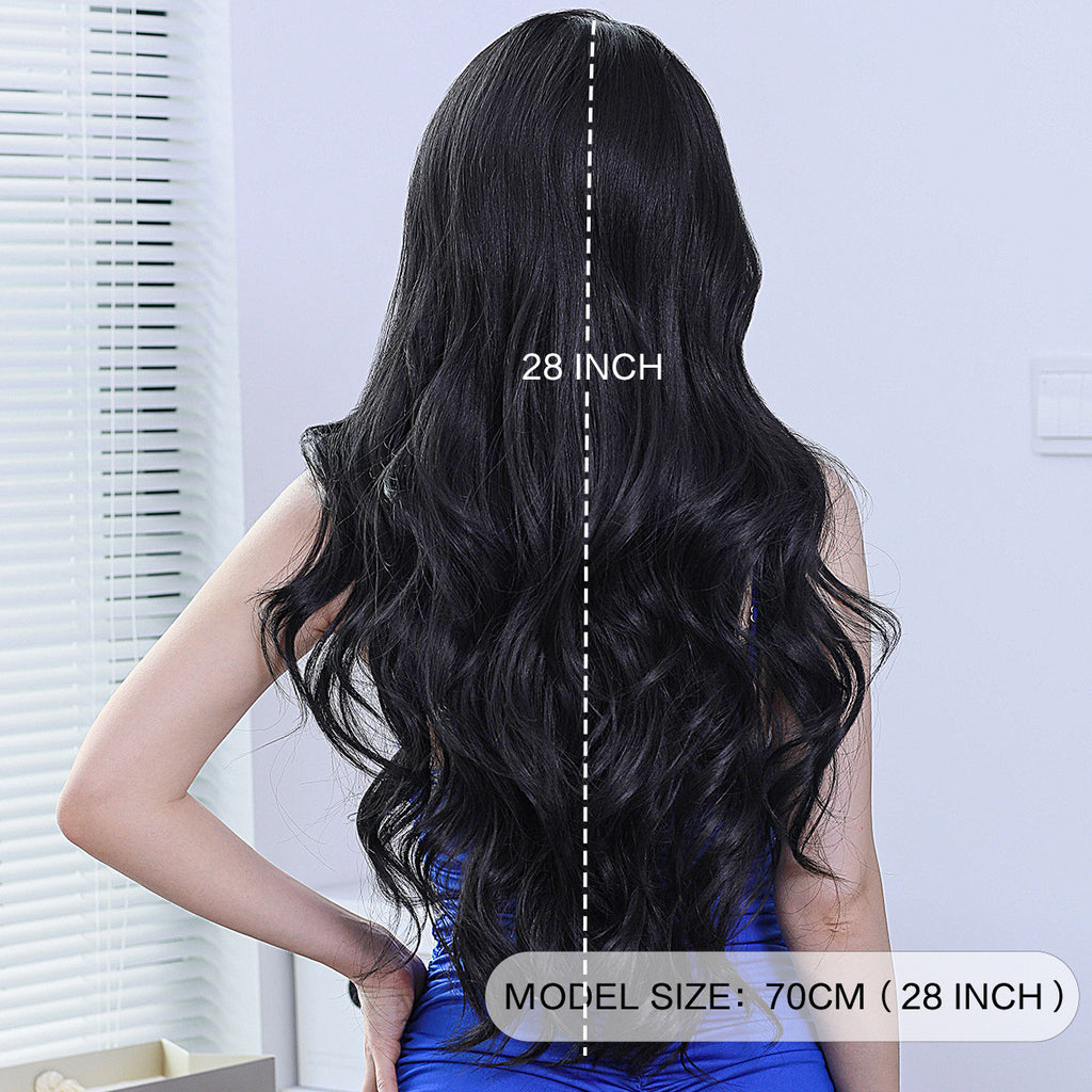Light Gray Natural Black Wavy Lace Wig - Elite Lace Fronts (Side Part Deep Wave) (FEVERCOS)
