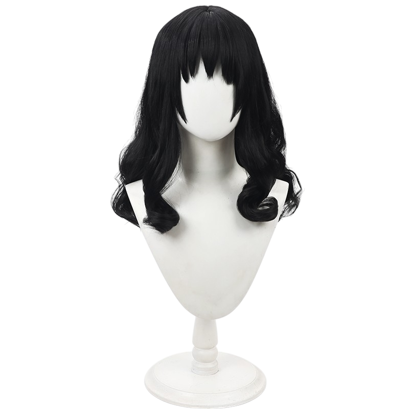 White Smoke Tomie Kawakami Cosplay Wig - Junji Ito Collection (Black Wavy) (FEVERCOS)