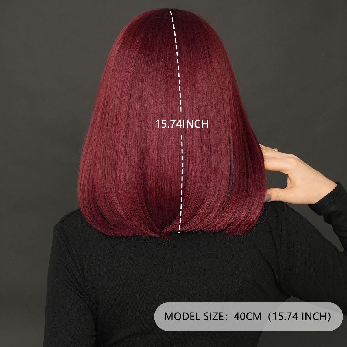 Black Purplish Red Lace Wig - Elite Lace Fronts (Shoulder Straight Side Part) (FEVERCOS)