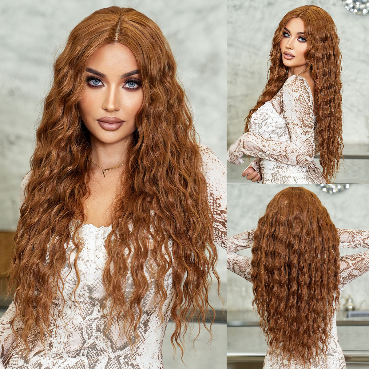 Saddle Brown Honey Golden Brown Lace Wig - Elite Lace Fronts (Deep Curl T-Part) (FEVERCOS)