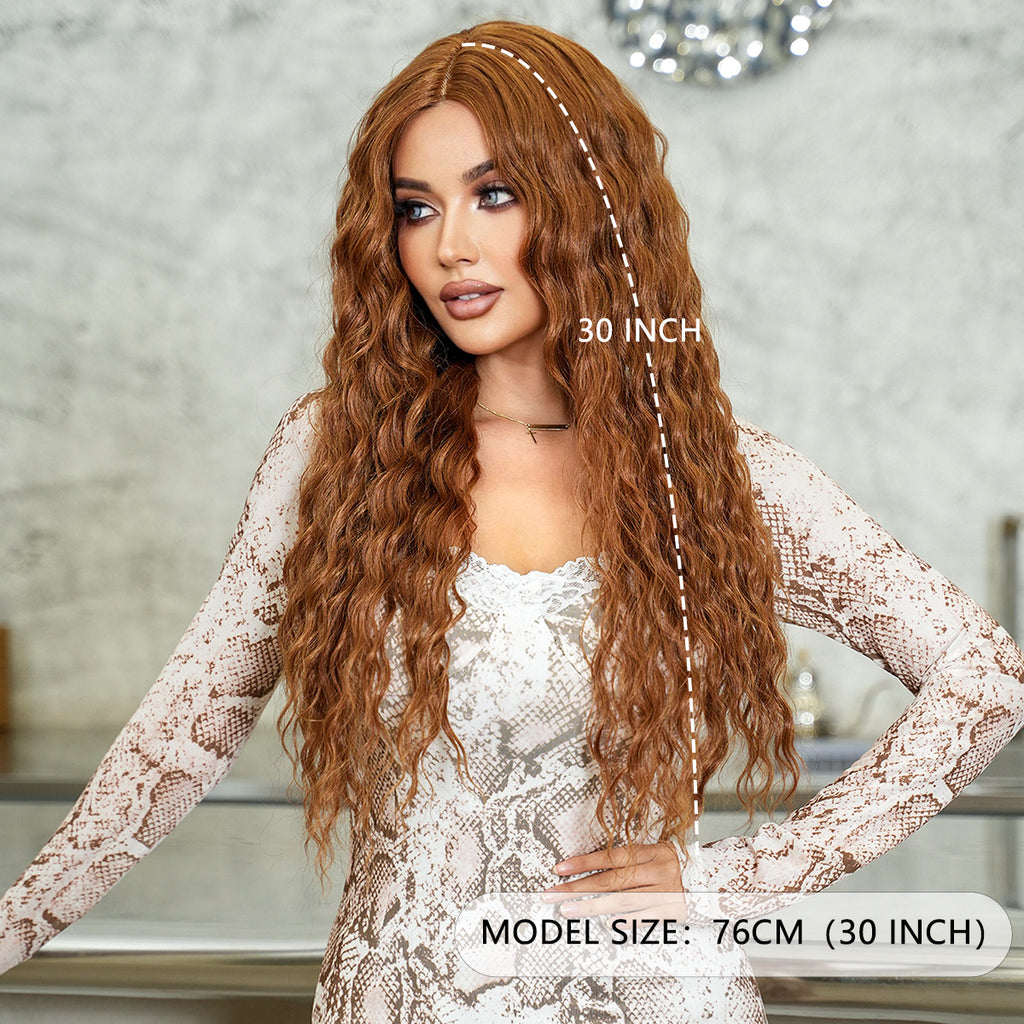 Gray Honey Golden Brown Lace Wig - Elite Lace Fronts (Deep Curl T-Part) (FEVERCOS)
