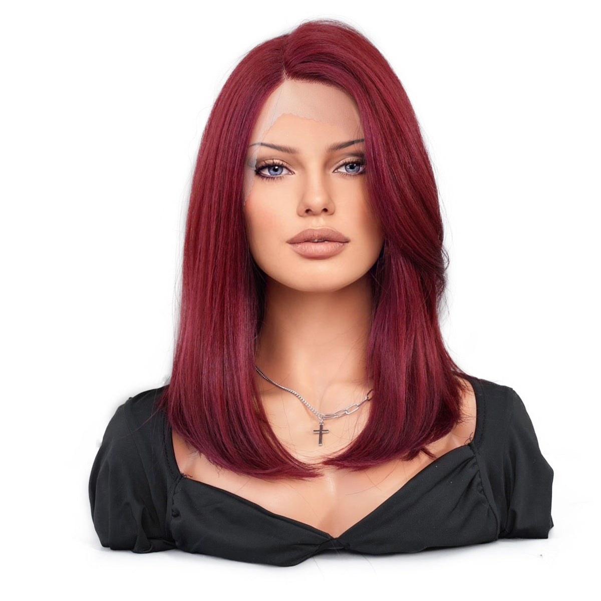 White Smoke Purplish Red Lace Wig - Elite Lace Fronts (Shoulder Straight Side Part) (FEVERCOS)