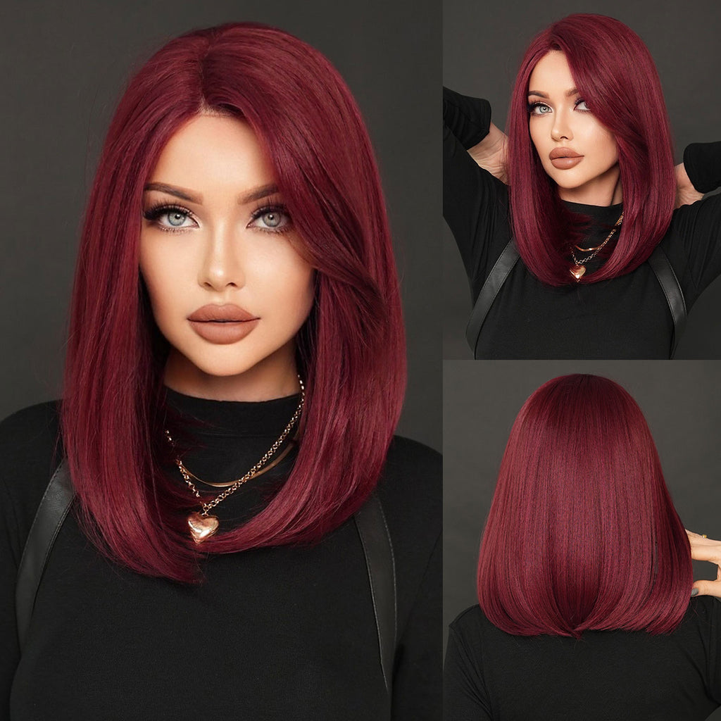 Black Purplish Red Lace Wig - Elite Lace Fronts (Shoulder Straight Side Part) (FEVERCOS)