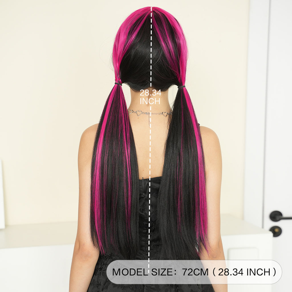 Seashell Draculaura Cosplay Wig - Monster Academy (Black Red Highlight Straight) (FEVERCOS)