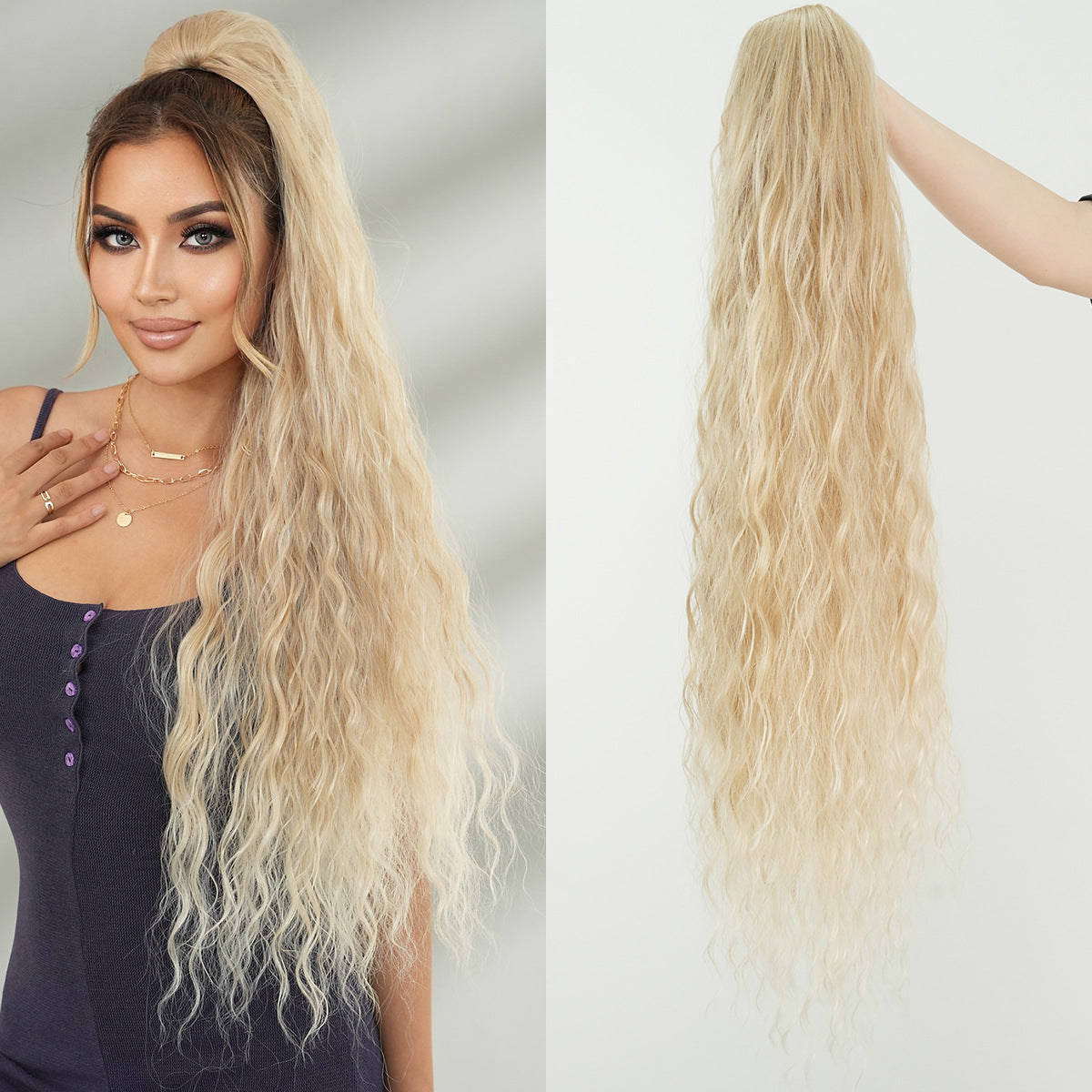 Lavender 36-Inch Water Wave Drawstring Ponytail - Accessory Collection (Super Long) (FEVERCOS)