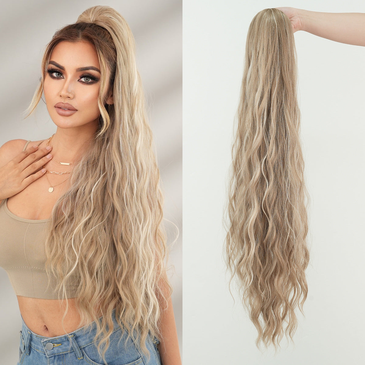 Lavender 36-Inch Water Wave Drawstring Ponytail - Accessory Collection (Super Long) (FEVERCOS)