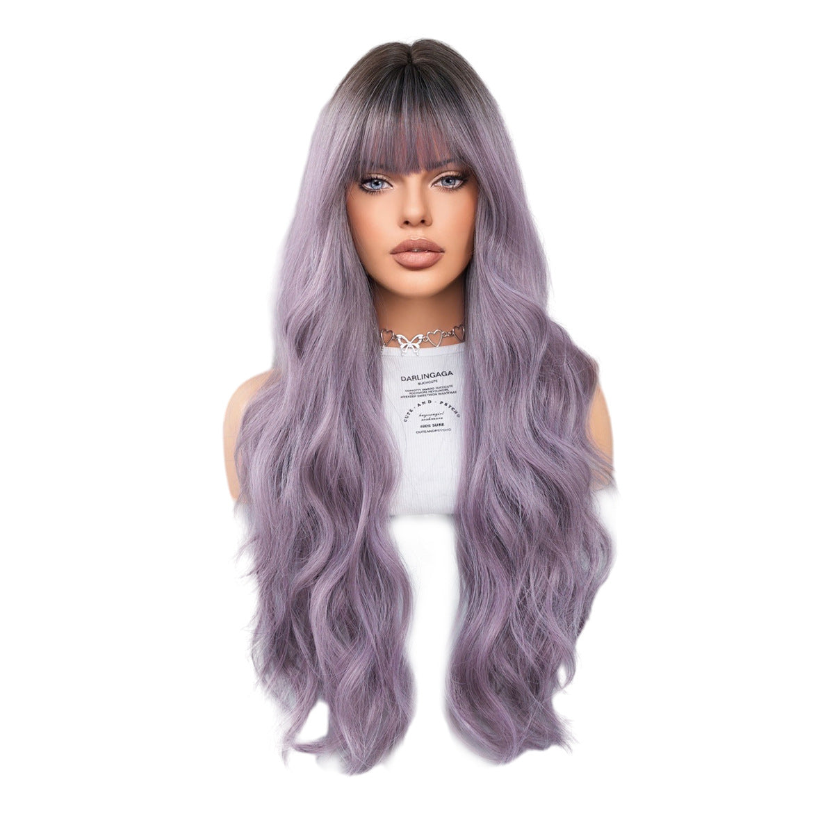 White Smoke Ash Purple Root Dye Wig - Urban Subculture (Long Wavy) (FEVERCOS)