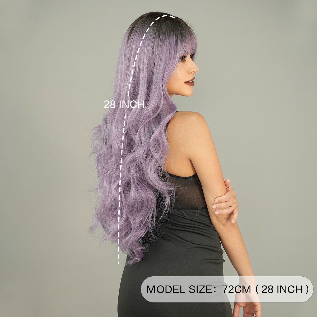 Dark Gray Ash Purple Root Dye Wig - Urban Subculture (Long Wavy) (FEVERCOS)