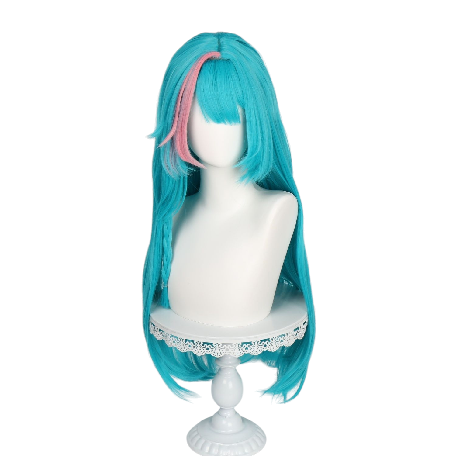 White Smoke Mint Cosplay Wig - Urban Anomaly (Pink Braided Rose Net) (FEVERCOS)