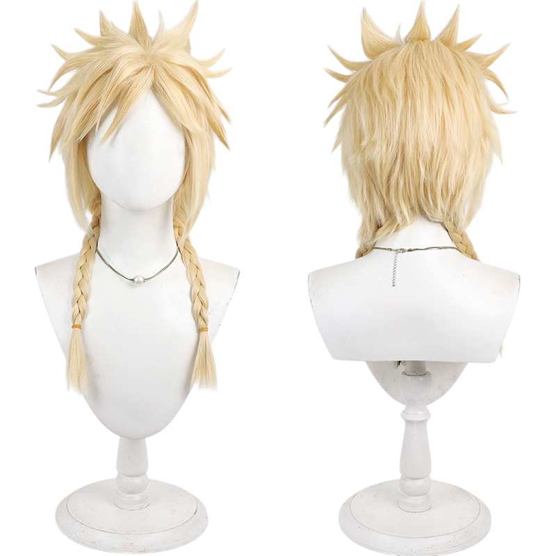 White Smoke Cloud Strife (Miss Cloud / Crossdressing Ver.) Cosplay Wig - Final Fantasy VII (Blonde Braided Pigtails) (FEVERCOS)