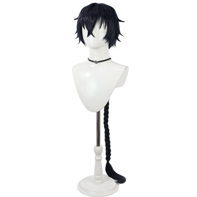 White Smoke Azure Cosplay Wig - Nina the Starry Bride (Dark Blue Teased Ponytail) (FEVERCOS)