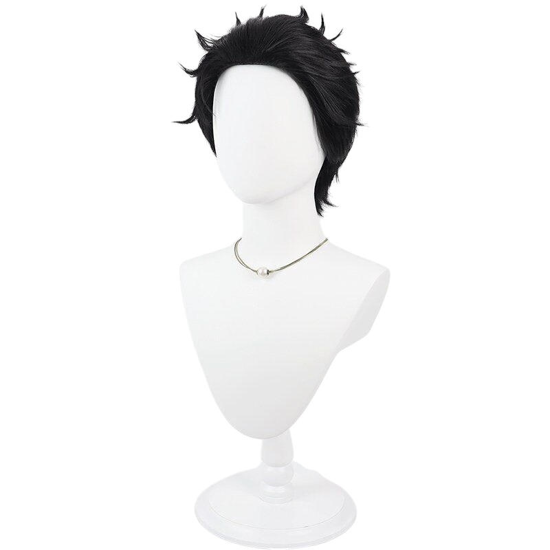 White Smoke Higuruma Hiromi Cosplay Wig - Sorcerer Battle (Black Teased Short) (FEVERCOS)