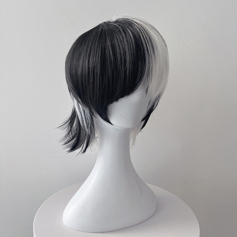 Gray Black White Wolf Cut Mullet Wig - Halloween Collection (Highlight Spiky) (FEVERCOS)