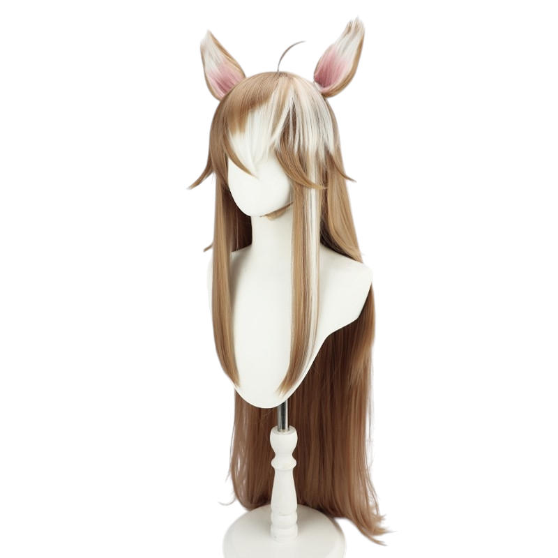White Smoke Ms. Hina (Gorou Genderbend) Cosplay Wig - Genshin Impact (Tri-Color Long) (FEVERCOS)