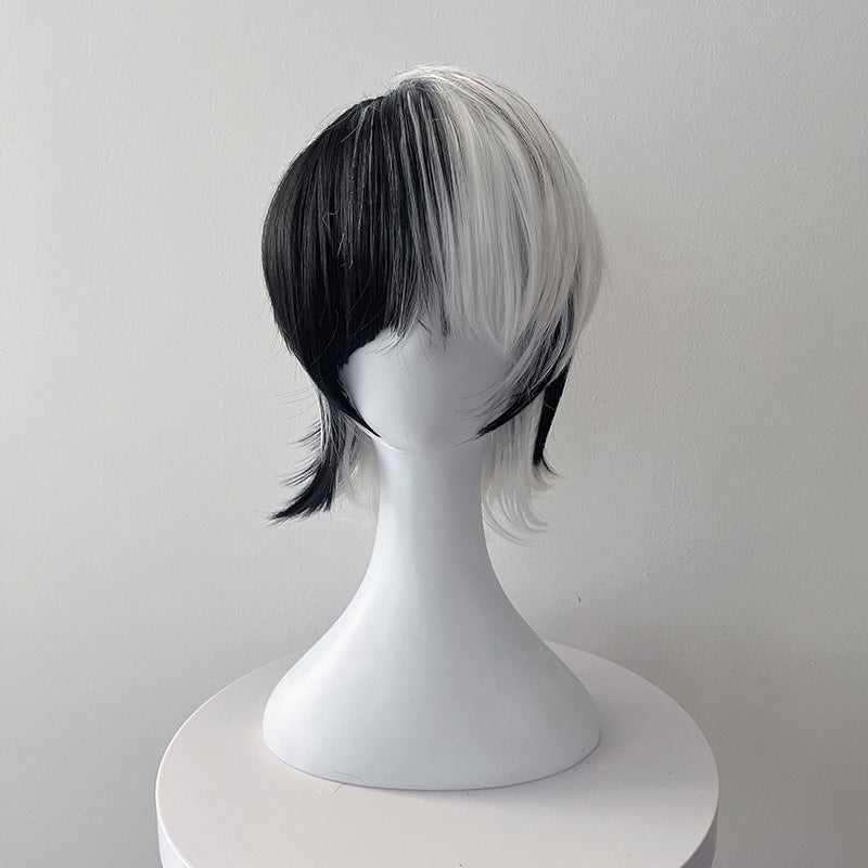 Gray Black White Wolf Cut Mullet Wig - Halloween Collection (Highlight Spiky) (FEVERCOS)